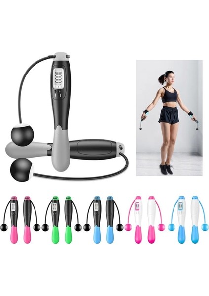 Siyah Yeşil Tarzı Akülü Elektronik Ip Atlama Ipi Gym Fitness Akülü Atlama Akıllı Atlama Ipi LCD Ekranlı Sayma Hızı Atlama Sayacı (Yurt Dışından)