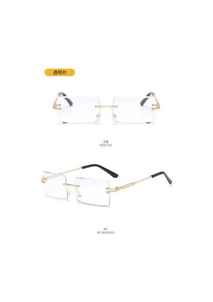 Ben Stil Moda Küçük Dikdörtgen Güneş Gözlüğü Yaz UV400 Gözlük Yeni Trendy Kadın Erkek Çerçevesiz Bisiklet Retro Güneş Gözlükleri Shades (Yurt Dışından)