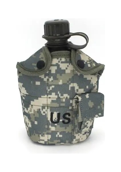 Acu Kamuflaj Stili 1l Ordu Askeri Su Şişesi Kamp Yürüyüş Kantin Kulplu Bardak Açık Tırmanma Yürüyüş Seyahat Için Taşınabilir Pratik Aracı (Yurt Dışından)