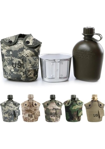 Acu Kamuflaj Stili 1l Ordu Askeri Su Şişesi Kamp Yürüyüş Kantin Kulplu Bardak Açık Tırmanma Yürüyüş Seyahat Için Taşınabilir Pratik Aracı (Yurt Dışından) fiyatları
