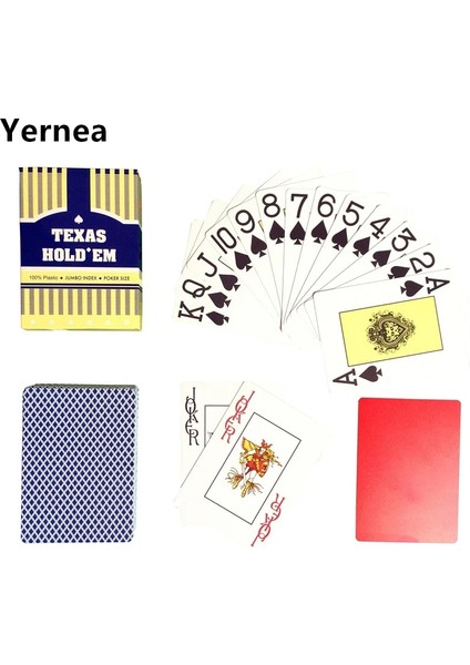 Kırmızı Stil Yeni Varış Kırmızı ve Mavi 1 Adet Poker Bakara Texas Holdem Su Geçirmez Buzlanma Plastik Iskambil Kartları 2.48*3. Yernea (Yurt Dışından) modelleri