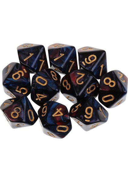 Kırmızı Mavi Tarzı Parti Masa Masa Oyunları Için 10 Adet Zar Seti De Zar D10 Çokyüzlü Zar (Yurt Dışından)