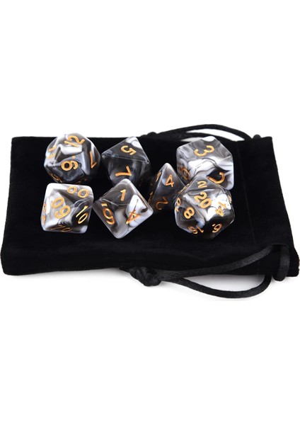 PD116B Stili Mermer Çokyüzlü Zar 7, Rpg Dnd Mtg Oyunları Için Kadife Kılıflı D4 D6 D8 D10 D% D12 D20 (Yurt Dışından)