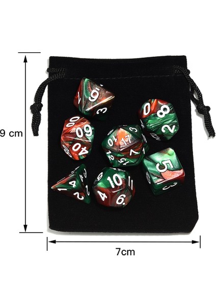 PD116B Stili Mermer Çokyüzlü Zar 7, Rpg Dnd Mtg Oyunları Için Kadife Kılıflı D4 D6 D8 D10 D% D12 D20 (Yurt Dışından)