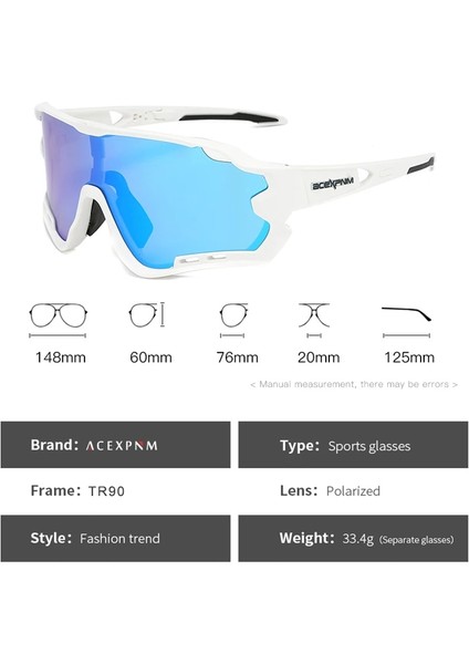 JFU4S Stili Acexpnm Polarize Dağ Bisikleti Bisiklet Gözlükleri Doğa Sporları Bisiklet Gözlükleri Uv Lens Bisiklet Gözlükleri Erkek Kadın Güneş Gözlüğü (Yurt Dışından)