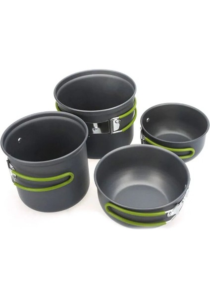 Et Dış Mekan Katlanır Yürüyüş Kamp Sırt Çantasıyla Seyahat Pişirme Yapışmaz Alüminyum Tencere Seti Tencere Kase (Yurt Dışından)