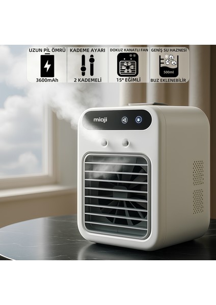Mio AC4 3600mAh Taşınabilir Buharlı Buzlu Nemlendirici Hava Soğutucu Vantilatör Fan