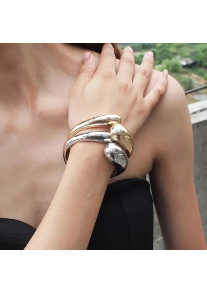 Gümüş Renk Kdlun Premium Karışık Renk Basit Bilezik Kadınlar Için Bildirimi Alaşım Manşet Açılış Kaba Bilezik Moda Takı Parti Düğün (Yurt Dışından) fiyatları