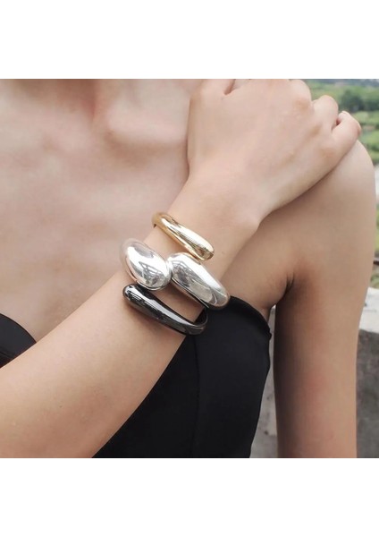Gümüş Renk Kdlun Premium Karışık Renk Basit Bilezik Kadınlar Için Bildirimi Alaşım Manşet Açılış Kaba Bilezik Moda Takı Parti Düğün (Yurt Dışından) modelleri
