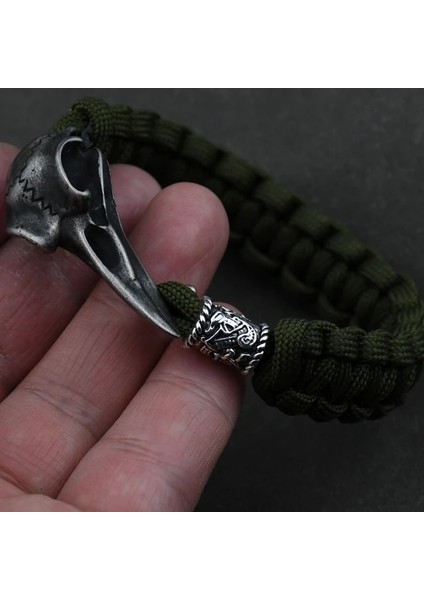 Ejderha 3 Uzunluk 19 cm Odin Karga Iskelet Bilezik Vikings Kartal Kafası Kolye Rune Boncuk Paracord Halat Iskandinav Korsanları Rune Valknut Muska Takı Hediye (Yurt Dışından)