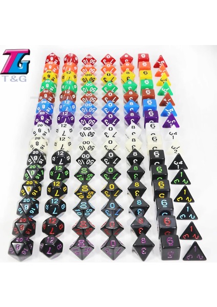 No.2 Tarzı Satış Zar Seti D4, D6, D8, D10, D10%, D12, Dolors Farklı Renk Dnd Oyunu (Yurt Dışından) fırsatları