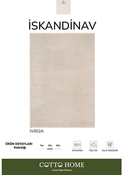 Iskandinav IV002A Krem Halı Modern Desen Antialerjik Pamuk Taban Salon Halısı Yatak Odası fiyatları