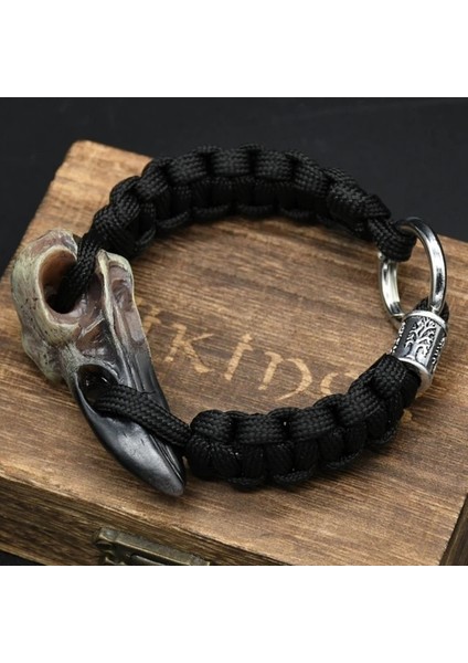 Stil 2 Ağaç Uzunluğu 23 cm Odin Karga Iskelet Bilezik Vikings Kartal Kafası Kolye Rune Boncuk Paracord Halat Iskandinav Korsanları Rune Valknut Muska Takı Hediye (Yurt Dışından)