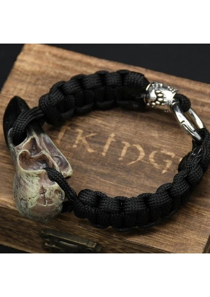 Stil 2 Ayı Pençe Uzunluğu 23 cm Odin Karga Iskelet Bilezik Vikings Kartal Kafası Kolye Rune Boncuk Paracord Halat Iskandinav Korsanları Rune Valknut Muska Takı Hediye (Yurt Dışından)