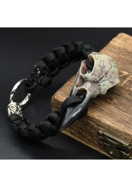 Stil 2 Ayı Pençe Uzunluğu 23 cm Odin Karga Iskelet Bilezik Vikings Kartal Kafası Kolye Rune Boncuk Paracord Halat Iskandinav Korsanları Rune Valknut Muska Takı Hediye (Yurt Dışından)