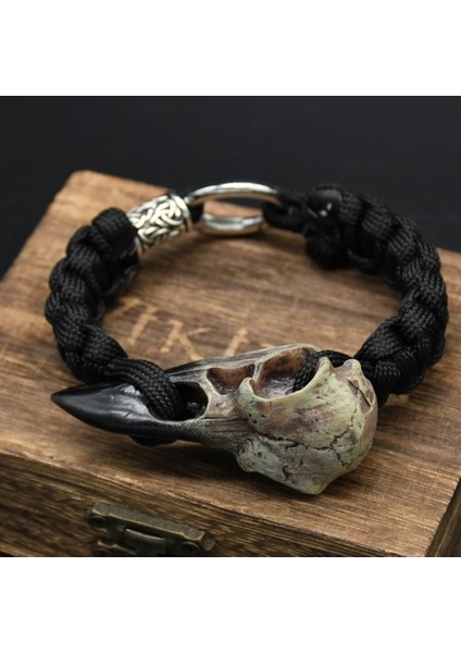 Stil 2 Ayı Pençe Uzunluğu 23 cm Odin Karga Iskelet Bilezik Vikings Kartal Kafası Kolye Rune Boncuk Paracord Halat Iskandinav Korsanları Rune Valknut Muska Takı Hediye (Yurt Dışından)