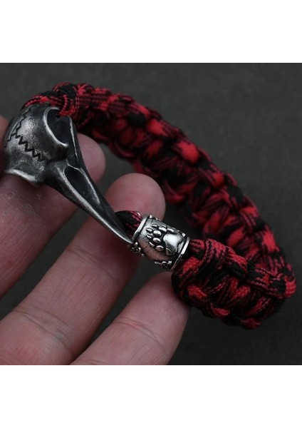 Ayı Pençesi 1 Uzunluk 19 cm Odin Karga Iskelet Bilezik Vikings Kartal Kafası Kolye Rune Boncuk Paracord Halat Iskandinav Korsanları Rune Valknut Muska Takı Hediye (Yurt Dışından)
