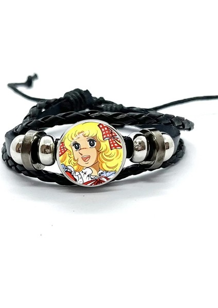 Stil 9 Anime Manga Şeker Desen Deri Bileklik Cam Kubbe Snap Düğmesi Bilezik ve Bilezikler Moda Kadın Erkek Takı (Yurt Dışından)