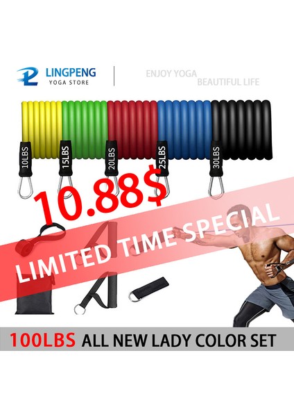 100LBS Renkli Set Stili 150 Lb Fitness Direnç Bandı Gri Gradyan Lastik Bant Elastik Bant Yükseltme Eğitim Kemeri Seti Pilates Fitness Ekipmanları Ev (Yurt Dışından)