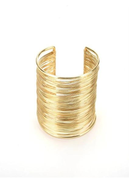 Altın Rengi 54-56MM Altın Plaka Kişilik Lüks Ağır Metal Yüksek Kaliteli Tel Bilezik Yüksek Dereceli Alaşım Takı Aksesuarları Kadın Için (Yurt Dışından) fiyatları