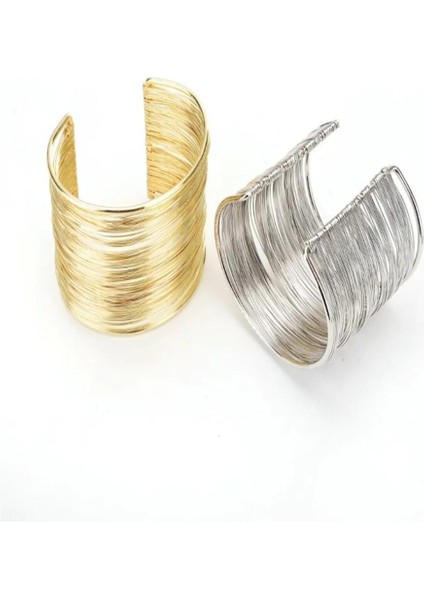 Altın Rengi 54-56MM Altın Plaka Kişilik Lüks Ağır Metal Yüksek Kaliteli Tel Bilezik Yüksek Dereceli Alaşım Takı Aksesuarları Kadın Için (Yurt Dışından) indirimleri