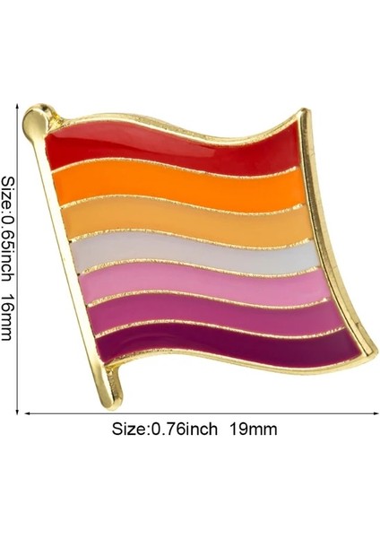 XY0847 Güneş Seti Rozeti Ruj Pin Gurur Bayrağı Broş Pride Kalp Şekilli Bayrak Yaka Pin Rozeti Hediye (Yurt Dışından)