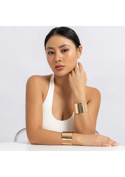 Parlak Gümüş 2 Abartılı Büyük Ağır Metal Parlak Açık Bilezik Kadın Punk Büyük C Şekli Çingene Geniş Manşet Kol Bandı Kol Bilezik Takı Steampunk (Yurt Dışından) modelleri