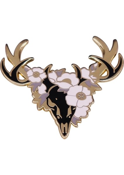 01 Hayvan Kafa Kafatasları Emaye Pin Tilki Kurt Karga Kedi Unicorn Geyik Kafatası Broş Iskelet Sanat Rozeti Dekorasyon Festivali Takı (Yurt Dışından)