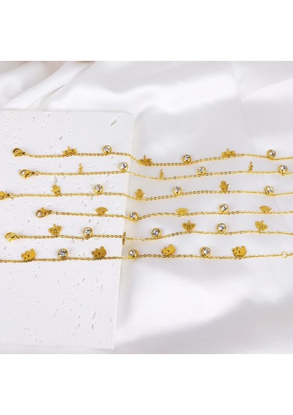 142G Ay Luxusteel Paslanmaz Çelik Halhal Kadınlar Altın Kaplama Yuvarlak Taşlı Kristal Rhinestone Charm Alerji Ayak Zinciri Plaj Takı (Yurt Dışından) fırsatları