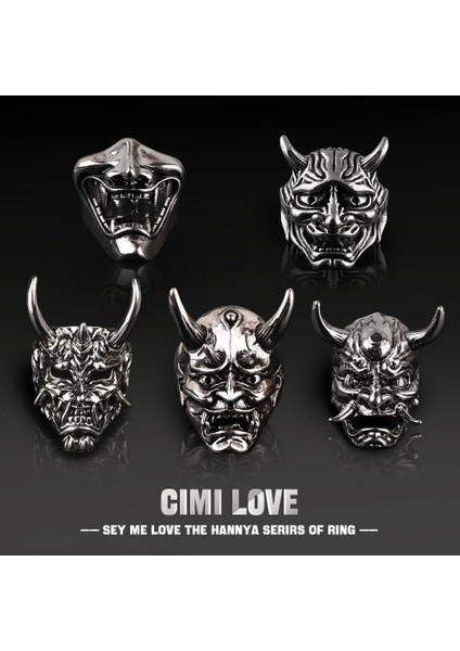 06 2023 Yeni Punk Kafatası Hannya Maske Yüzük Adam Kadın Için Vintage Hip Hop Grunge Gotik Iskelet Açık Takı Aksesuarları Dropshipping (Yurt Dışından) fiyatları