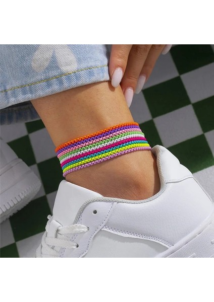 Demir Mavi 2022 Yeni Şeker Renk Halhal Kadınlar Için Kişiselleştirilmiş Yaz Bacak Zinciri Ayak Bilezik Bacak Üzerinde Ayak Bileği Kayışı Boho Takı Trendy (Yurt Dışından) fiyatları