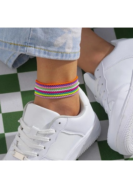 Demir Mavi 2022 Yeni Şeker Renk Halhal Kadınlar Için Kişiselleştirilmiş Yaz Bacak Zinciri Ayak Bilezik Bacak Üzerinde Ayak Bileği Kayışı Boho Takı Trendy (Yurt Dışından) modelleri