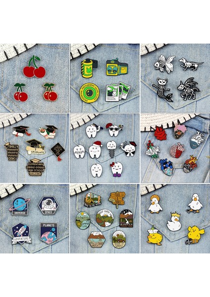 Yürüyüş Gezisi 3-8 Adet/takım Kalp Organ Emaye Pin Karikatür Diş Diş Fırçası Punk Iskelet Paten Kaz Broş Bekar Şapka Açık Yürüyüş Rozetleri (Yurt Dışından) fiyatları