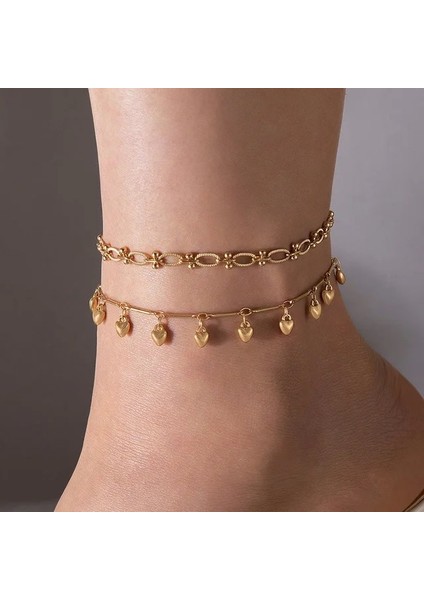 23114-GOLD Tocona 3 Adet/takım Renkli Rhinestone Püskül Halhal Kadınlar Için Altın Ağır Metal Kalın Ayak Zinciri Ayarlanabilir Takı 16591 (Yurt Dışından)