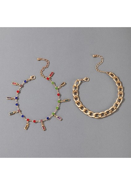 23114-GOLD Tocona 3 Adet/takım Renkli Rhinestone Püskül Halhal Kadınlar Için Altın Ağır Metal Kalın Ayak Zinciri Ayarlanabilir Takı 16591 (Yurt Dışından) fırsatları