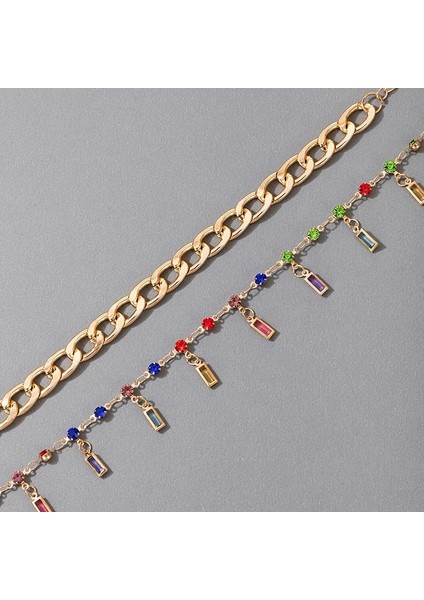 23114-GOLD Tocona 3 Adet/takım Renkli Rhinestone Püskül Halhal Kadınlar Için Altın Ağır Metal Kalın Ayak Zinciri Ayarlanabilir Takı 16591 (Yurt Dışından) indirimleri