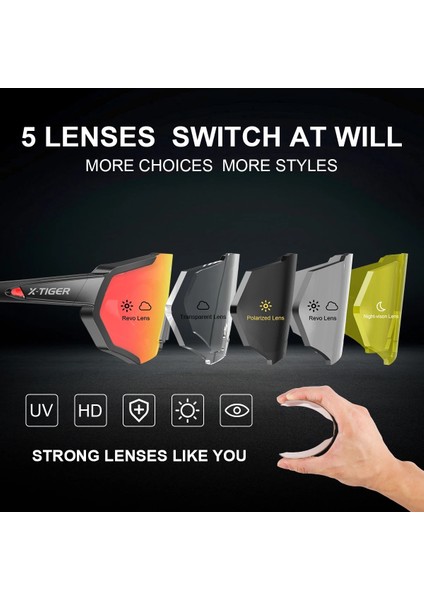 Renk 07 Stili 3 Mercek X-Tıger Polarize Lens Bisiklet Gözlükleri Yol Bisikleti Bisiklet Gözlükleri Bisiklet Güneş Gözlüğü Mtb Dağ Bisikleti Bisiklet Gözlüğü (Yurt Dışından)