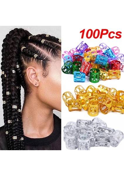 Karışık Renk 100 Adet 100 Adet Altın ve Gümüş Dreadlock Saç Halkaları Ayarlanabilir Manşet Klip Saç Örgüler Kirli Örgüler Boncuk Firkete Takı Saç Aksesuarları (Yurt Dışından) fiyatları