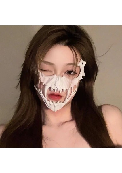F Abartmak Benzersiz Kurt Iskelet Tilki Ejderha Hayvan Kemik Maskeleri Uzun Dişler Cosplay Dans Balo Y2K Takı Huanzhi Yeni (Yurt Dışından)