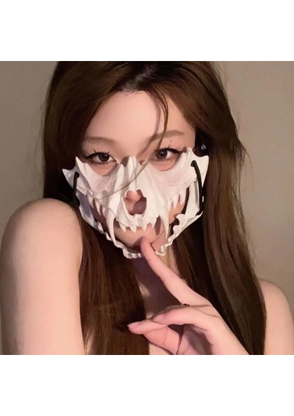 F Abartmak Benzersiz Kurt Iskelet Tilki Ejderha Hayvan Kemik Maskeleri Uzun Dişler Cosplay Dans Balo Y2K Takı Huanzhi Yeni (Yurt Dışından)