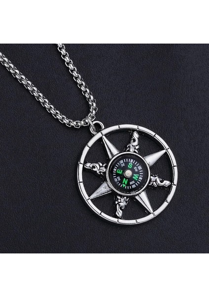 Pusula 60 cm Maske Kolye Mızrak Ucu Çapraz Kolye Moda Charm Güneş Pusula Iskelet Pentagram Kazak Zincir Takı Erkekler Kadınlar Için Hediyeler (Yurt Dışından) indirimleri
