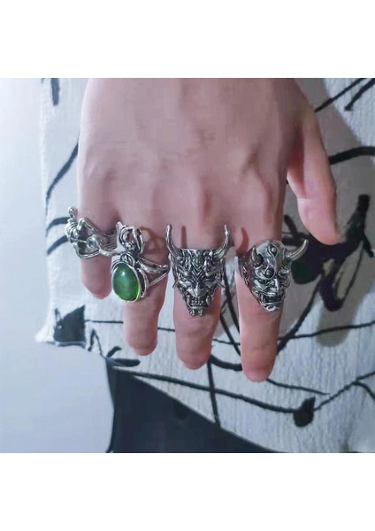 Çapraz 2023 Yeni Punk Kafatası Hannya Maske Yüzük Adam Kadın Için Vintage Hip Hop Grunge Gotik Iskelet Açık Takı Aksesuarları Dropshipping (Yurt Dışından) fırsatları