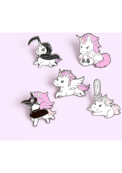 Stil 3 Mor Çalışan Testere Iskelet Maskesi Unicorn Karikatür Emaye Pin Yaratıcı Broş Rozet Pin Takı Giyim Çanta Aksesuarları Hediye (Yurt Dışından)