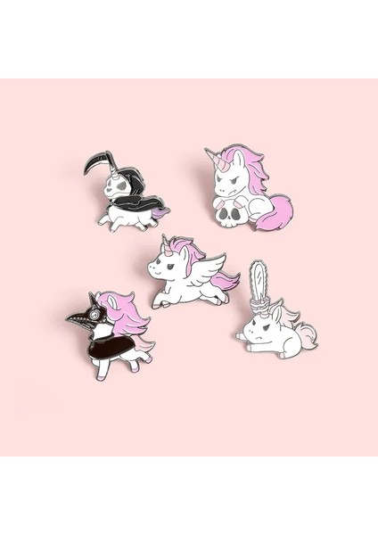 Stil 3 Mor Çalışan Testere Iskelet Maskesi Unicorn Karikatür Emaye Pin Yaratıcı Broş Rozet Pin Takı Giyim Çanta Aksesuarları Hediye (Yurt Dışından)