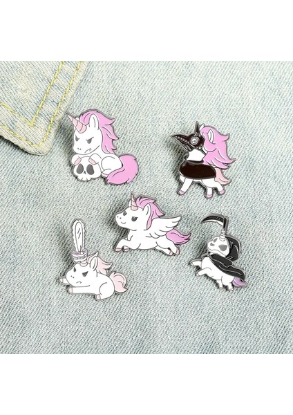 Stil 3 Mor Çalışan Testere Iskelet Maskesi Unicorn Karikatür Emaye Pin Yaratıcı Broş Rozet Pin Takı Giyim Çanta Aksesuarları Hediye (Yurt Dışından)