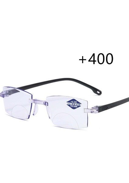 400 Derece Stili Ultralight Çerçevesiz Unisex Anti Mavi Işık Bisiklet Güneş Gözlüğü Radyasyon Bilgisayar Presbiyopi Okuyucular Okuma Günlük Gözlükler (Yurt Dışından)