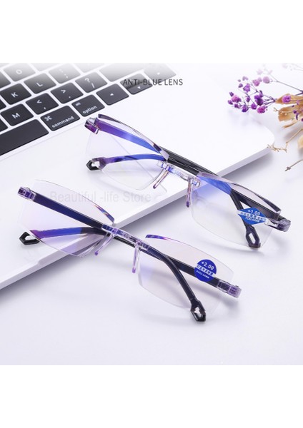 400 Derece Stili Ultralight Çerçevesiz Unisex Anti Mavi Işık Bisiklet Güneş Gözlüğü Radyasyon Bilgisayar Presbiyopi Okuyucular Okuma Günlük Gözlükler (Yurt Dışından)