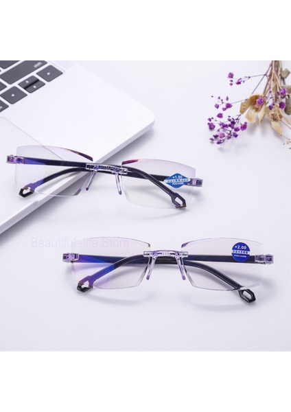 400 Derece Stili Ultralight Çerçevesiz Unisex Anti Mavi Işık Bisiklet Güneş Gözlüğü Radyasyon Bilgisayar Presbiyopi Okuyucular Okuma Günlük Gözlükler (Yurt Dışından)