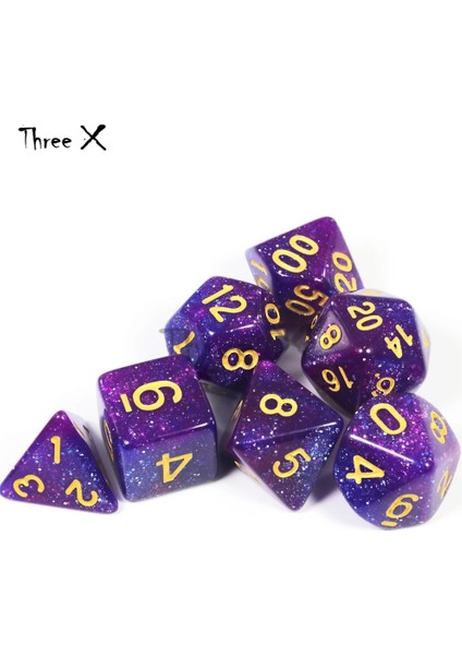 Mor Mavi Tarzı Üst Sınıf Karışık Renkli Yaratıcı Evren Galaxy Zar Seti D4-D20 Royal Glitter Powder Dnd Rpg Için Inanılmaz Etki (Yurt Dışından)