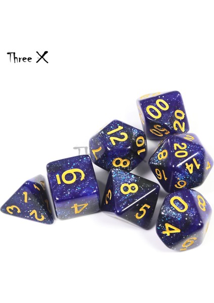 Mor Mavi Tarzı Üst Sınıf Karışık Renkli Yaratıcı Evren Galaxy Zar Seti D4-D20 Royal Glitter Powder Dnd Rpg Için Inanılmaz Etki (Yurt Dışından) fiyatları